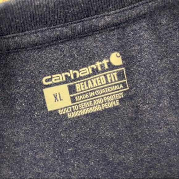 Carhartt Relaxed Fit Tee Shirt Blue Branded Front Pocket Casual Men’s Size XL - Picture 3 of 6
